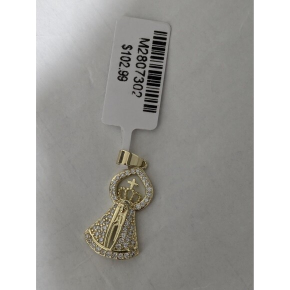 14k Gold filled Brass lady of aparecida Pendant/Charm W/ VVS CZ's. 14kgf Stamped - Picture 2 of 4